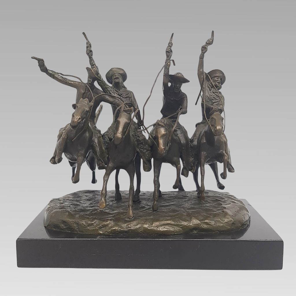Vintage “Coming Through the Rye” After Frederic Remington Bronze Sculpture c1960