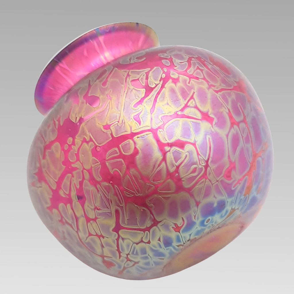 Royal Brierley Iridescent Studio Glass Vase Pink Art Glass