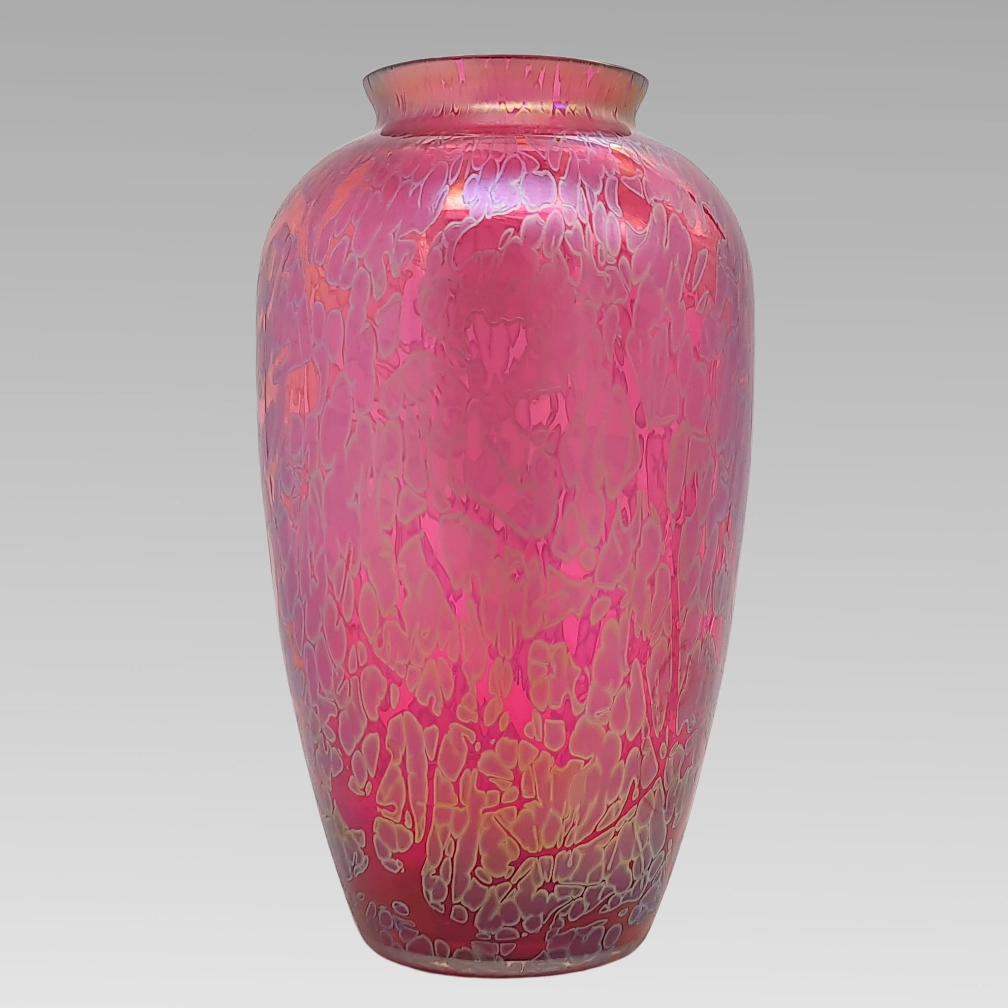 Royal Brierley Tall Iridescent Glass Vase Pink Studio Glass