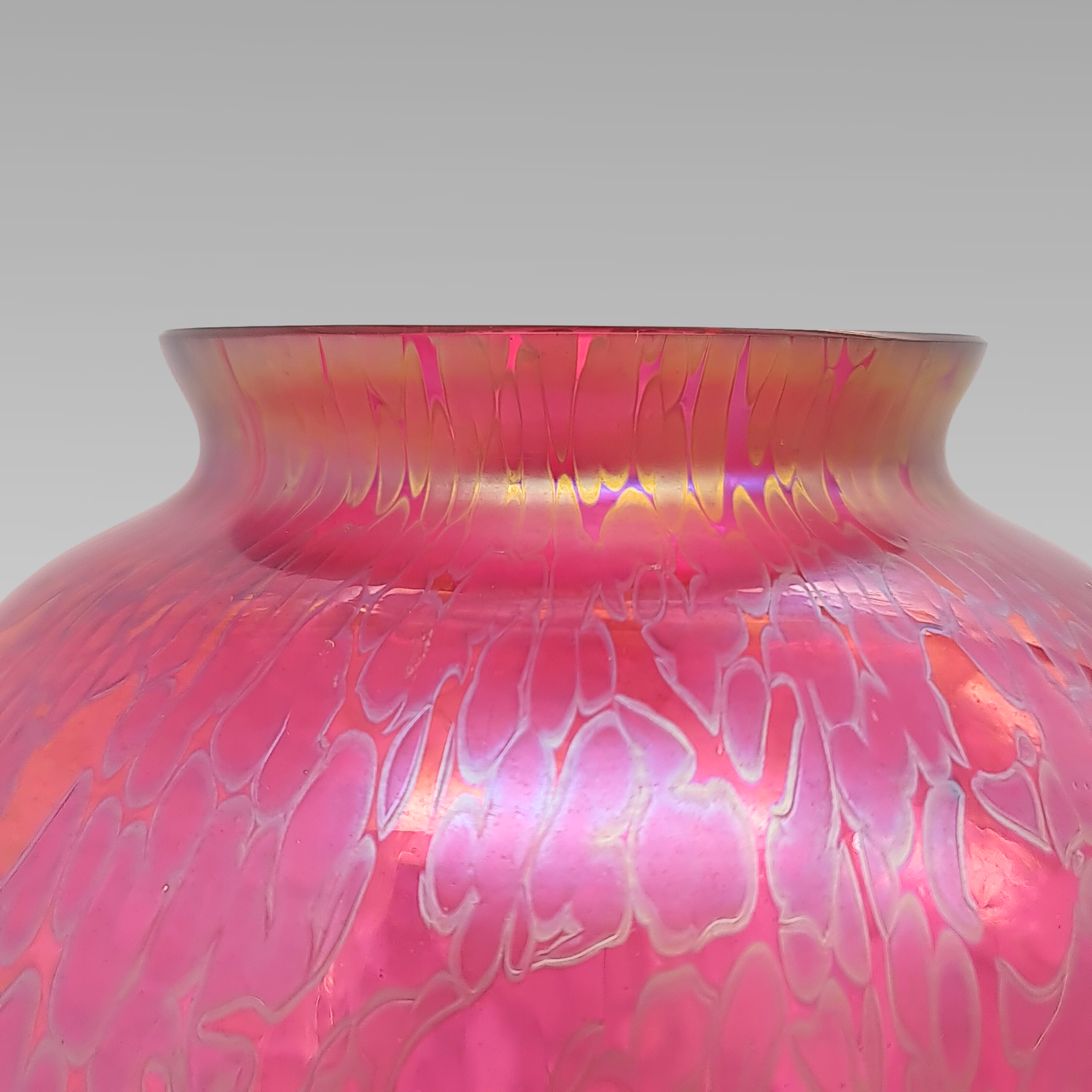Royal Brierley Tall Iridescent Glass Vase Pink Studio Glass