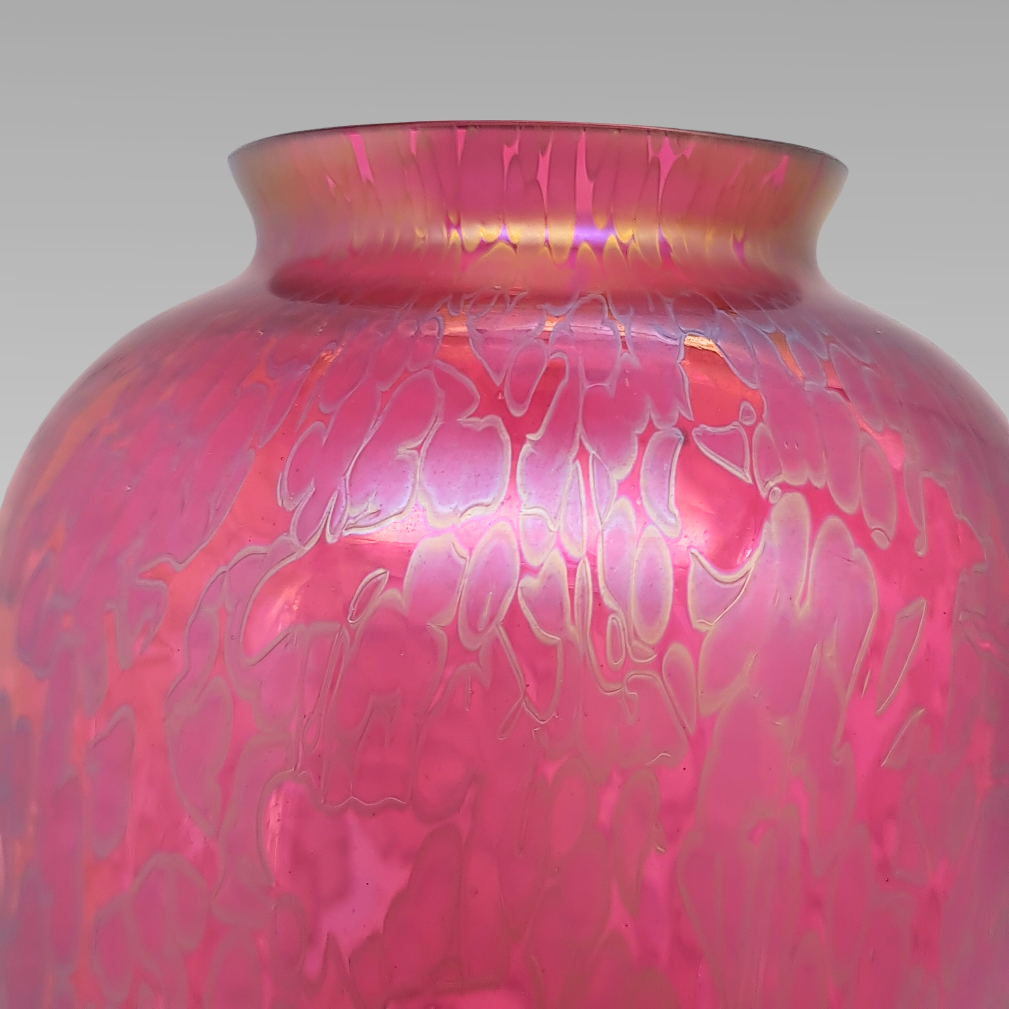 Royal Brierley Tall Iridescent Glass Vase Pink Studio Glass