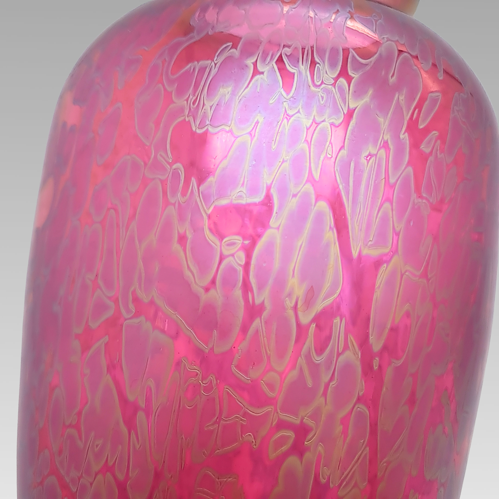 Royal Brierley Tall Iridescent Glass Vase Pink Studio Glass