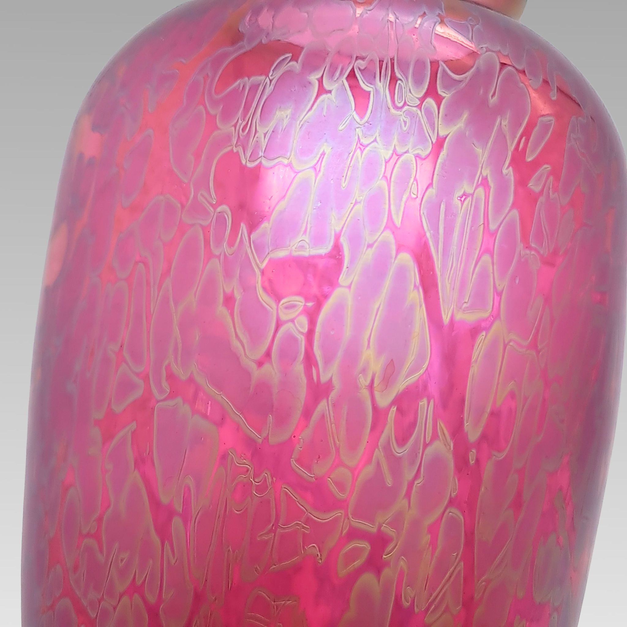 Royal Brierley Tall Iridescent Glass Vase Pink Studio Glass