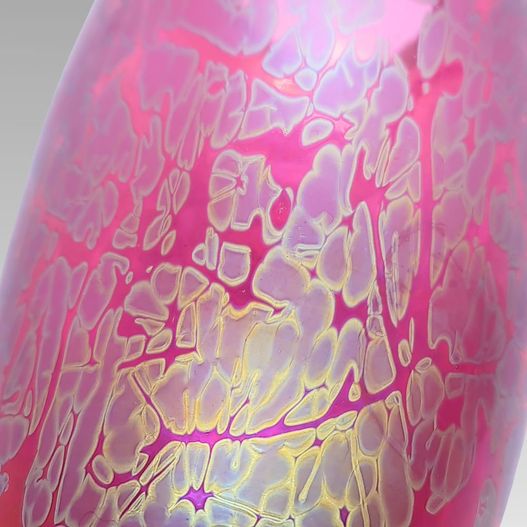 Royal Brierley Tall Iridescent Glass Vase Pink Studio Glass