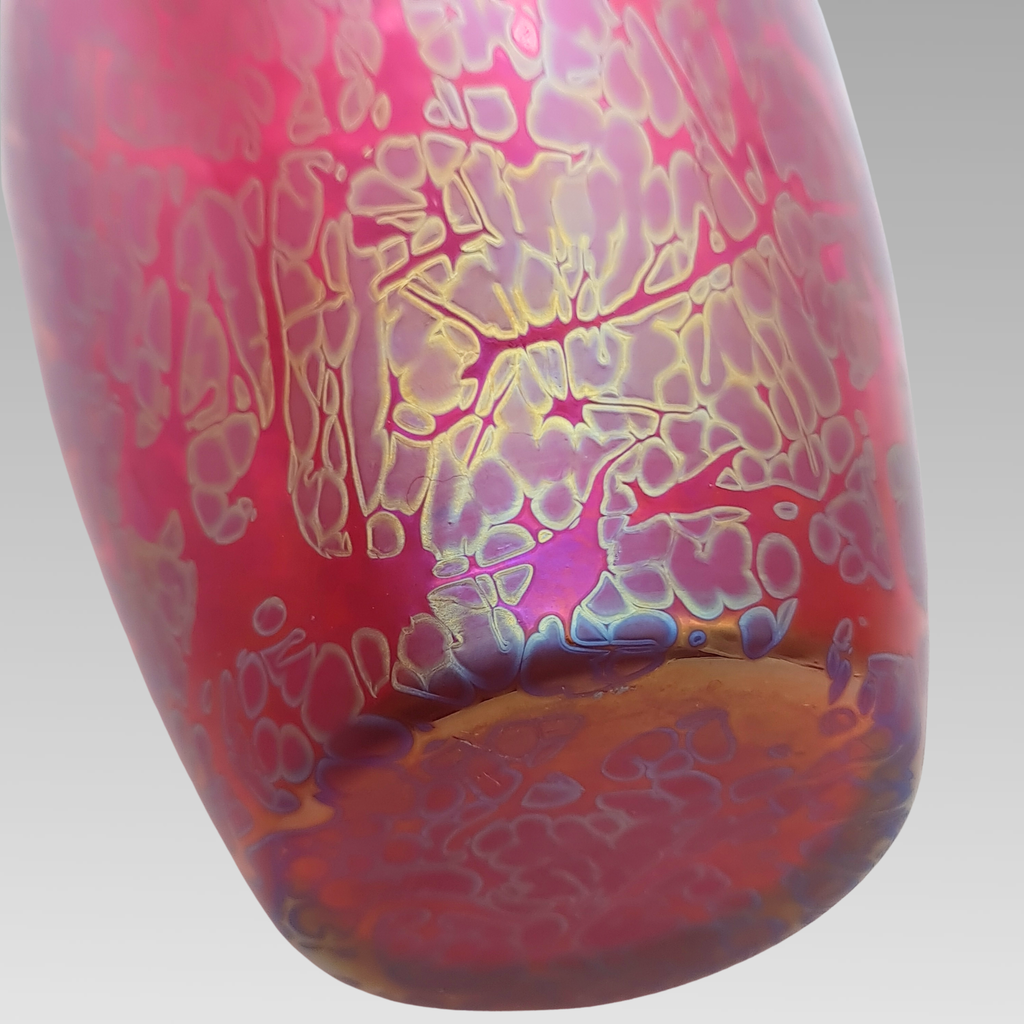 Royal Brierley Tall Iridescent Glass Vase Pink Studio Glass