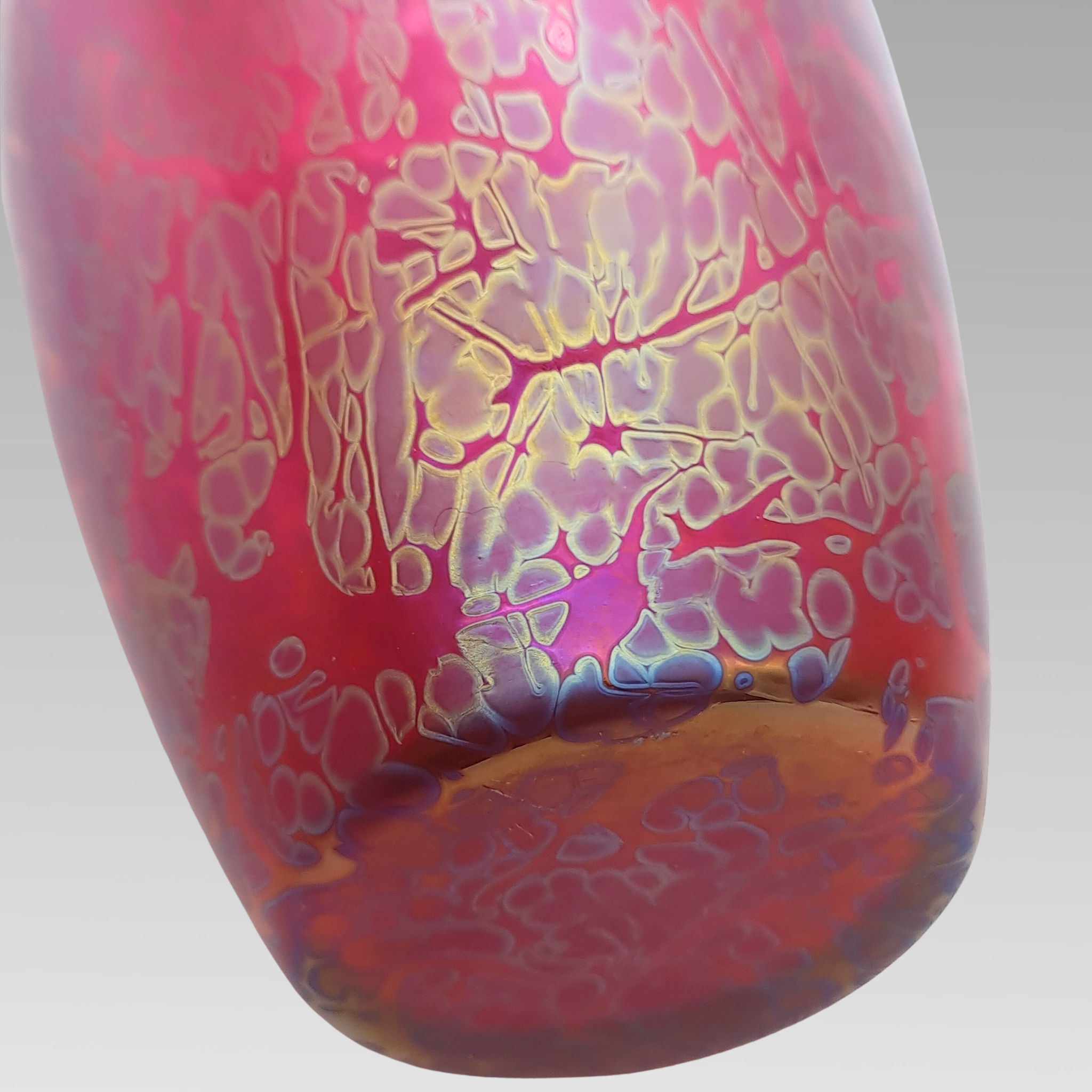 Royal Brierley Tall Iridescent Glass Vase Pink Studio Glass