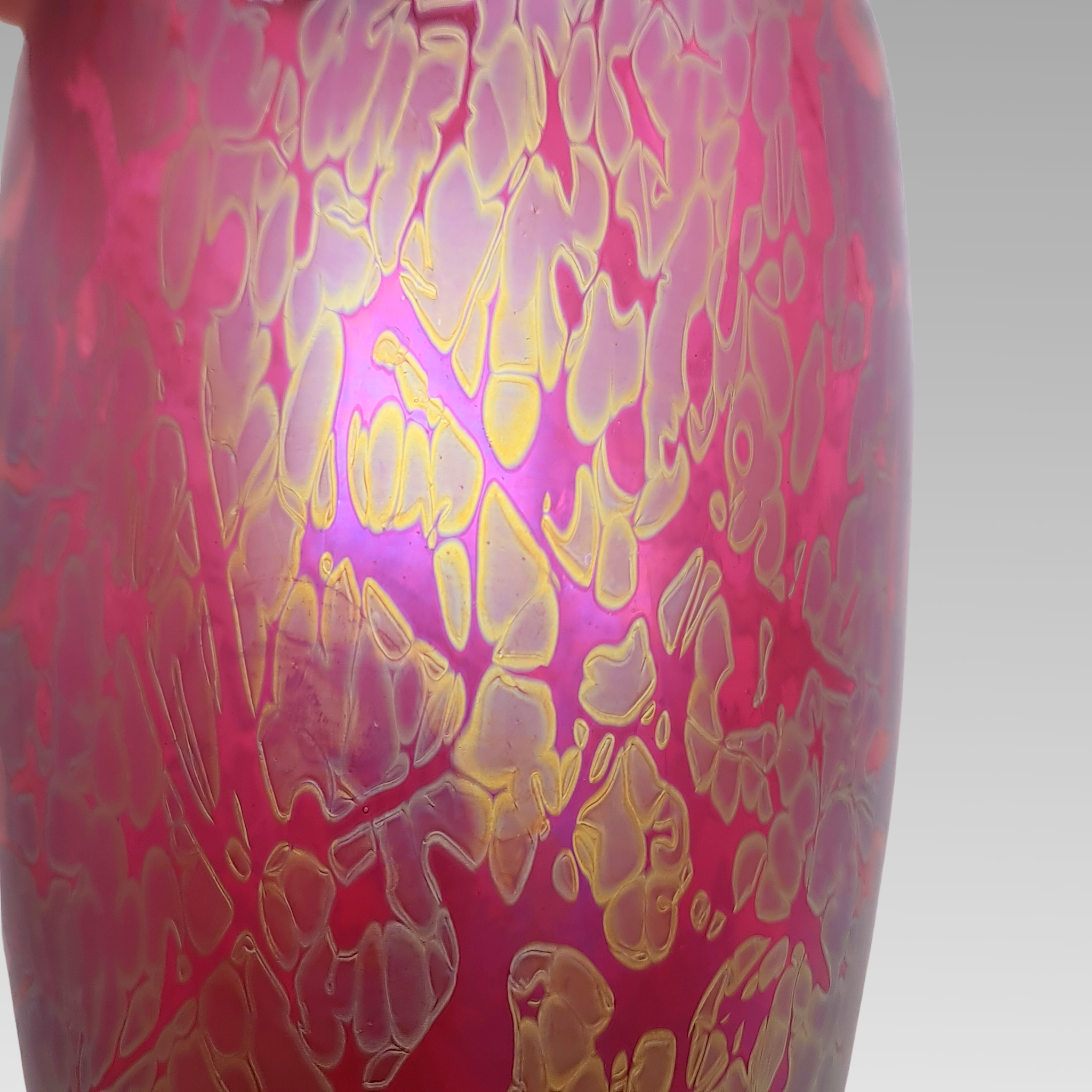 Royal Brierley Tall Iridescent Glass Vase Pink Studio Glass