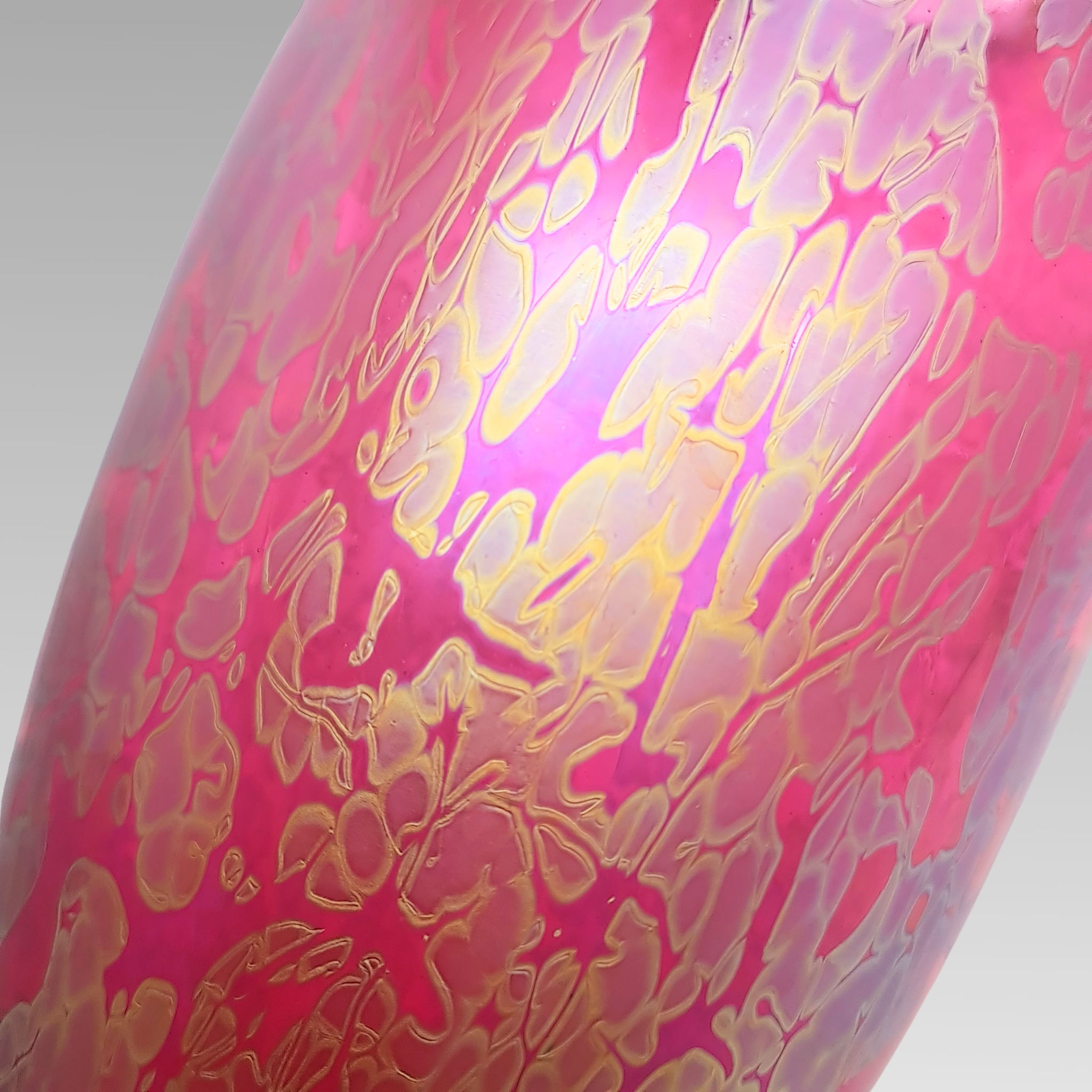 Royal Brierley Tall Iridescent Glass Vase Pink Studio Glass
