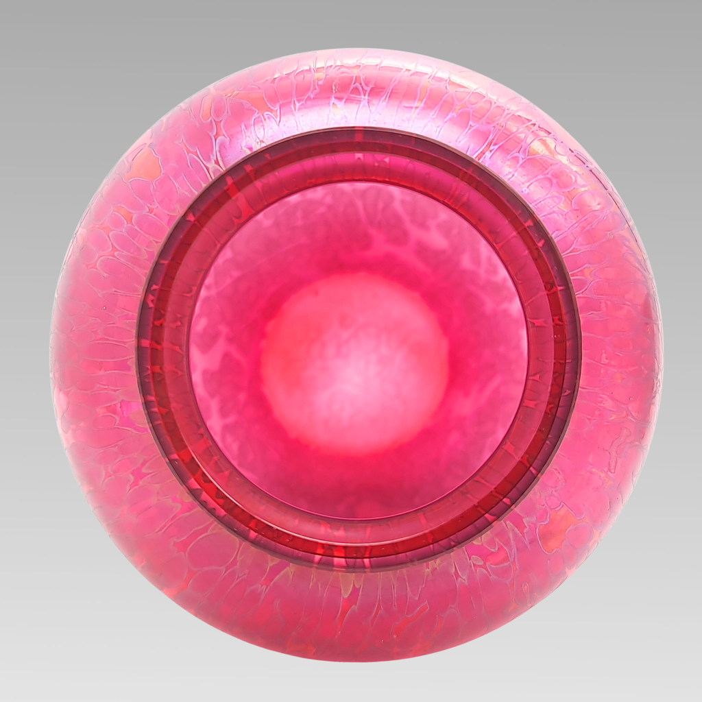 Royal Brierley Tall Iridescent Glass Vase Pink Studio Glass