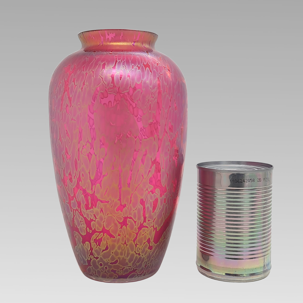 Royal Brierley Tall Iridescent Glass Vase Pink Studio Glass