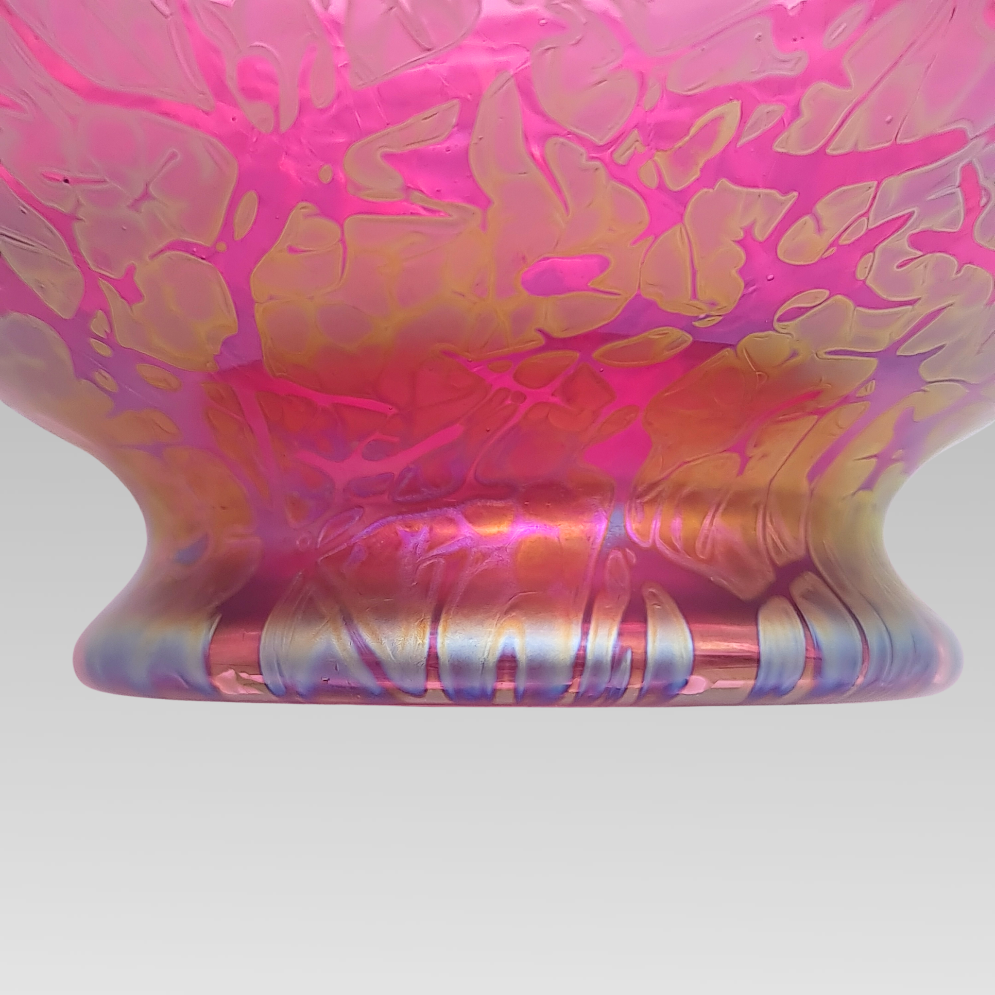 Royal Brierley Iridescent Glass Fruit Bowl Pink Art Glass