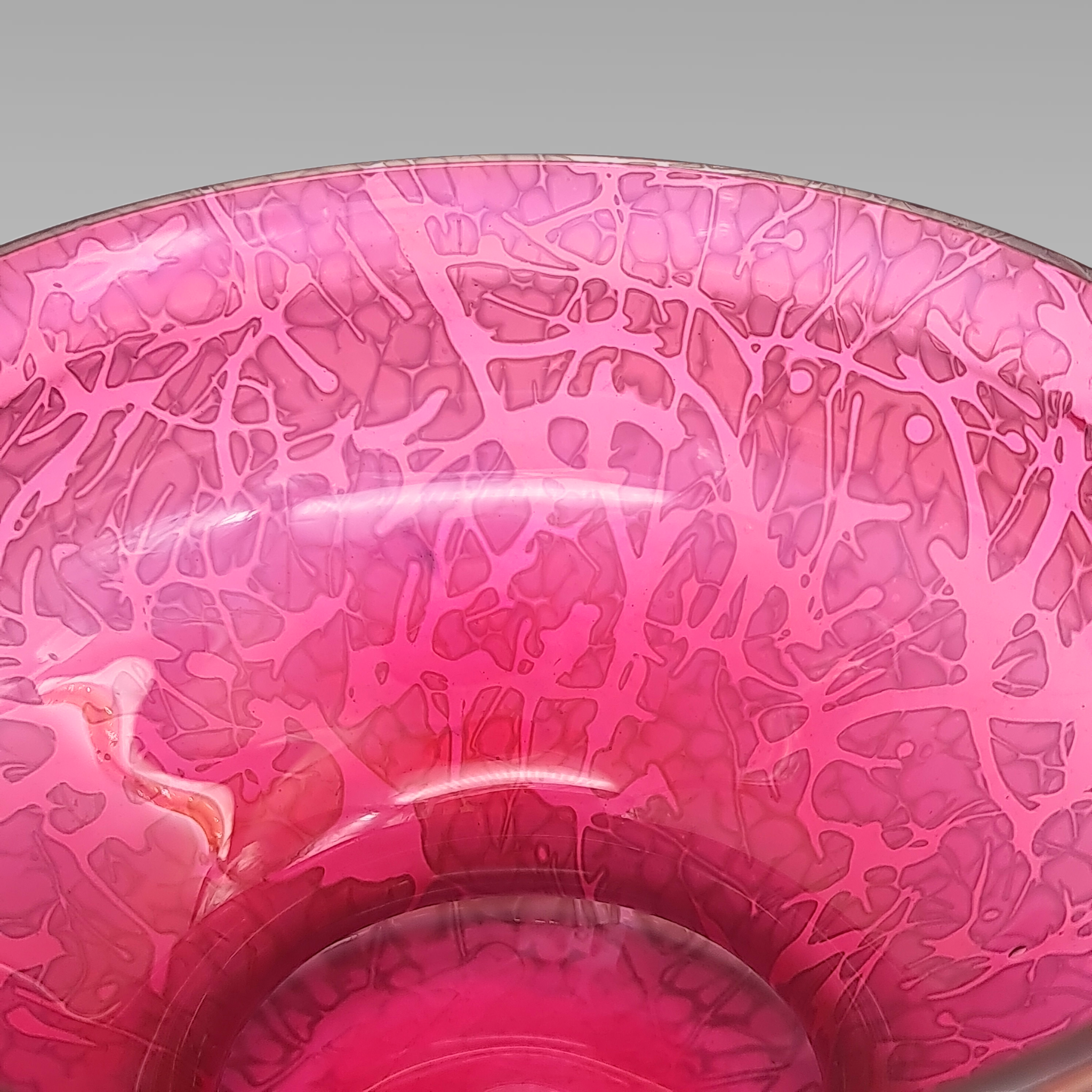 Royal Brierley Iridescent Glass Fruit Bowl Pink Art Glass