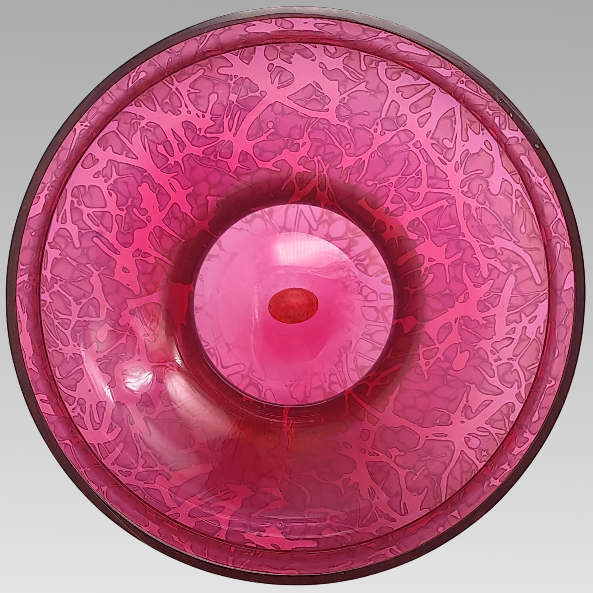 Royal Brierley Iridescent Glass Fruit Bowl Pink Art Glass