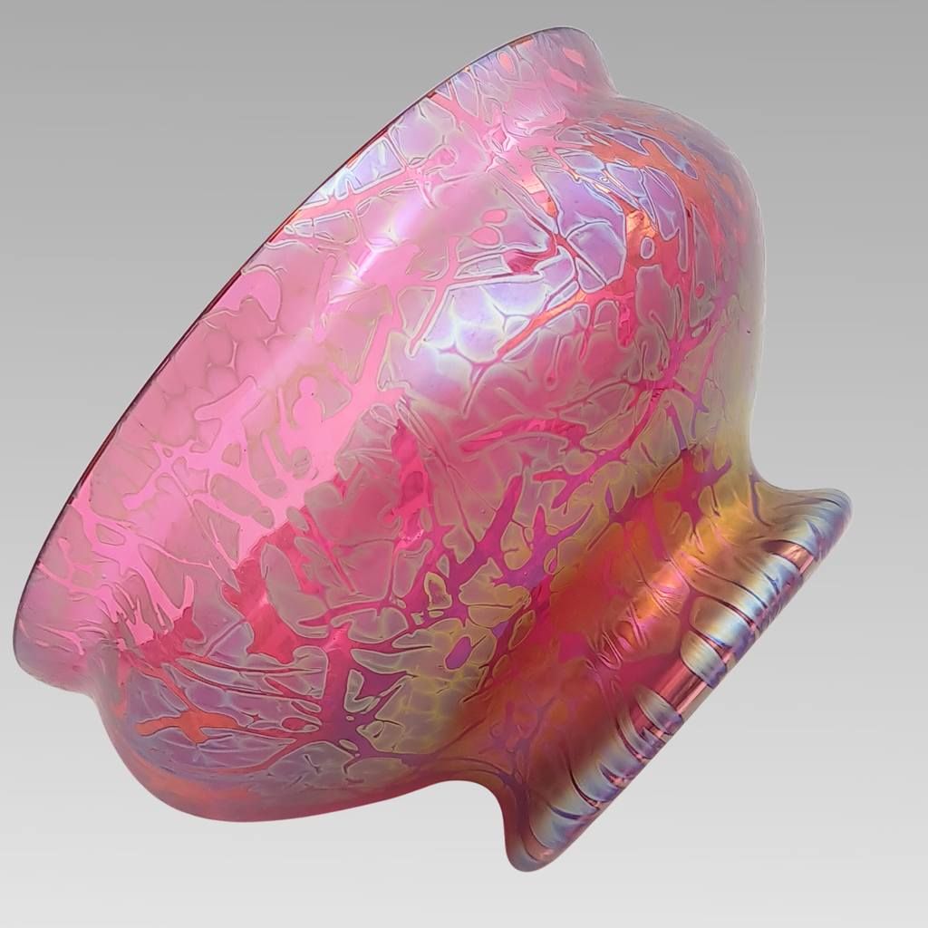 Royal Brierley Iridescent Glass Fruit Bowl Pink Art Glass