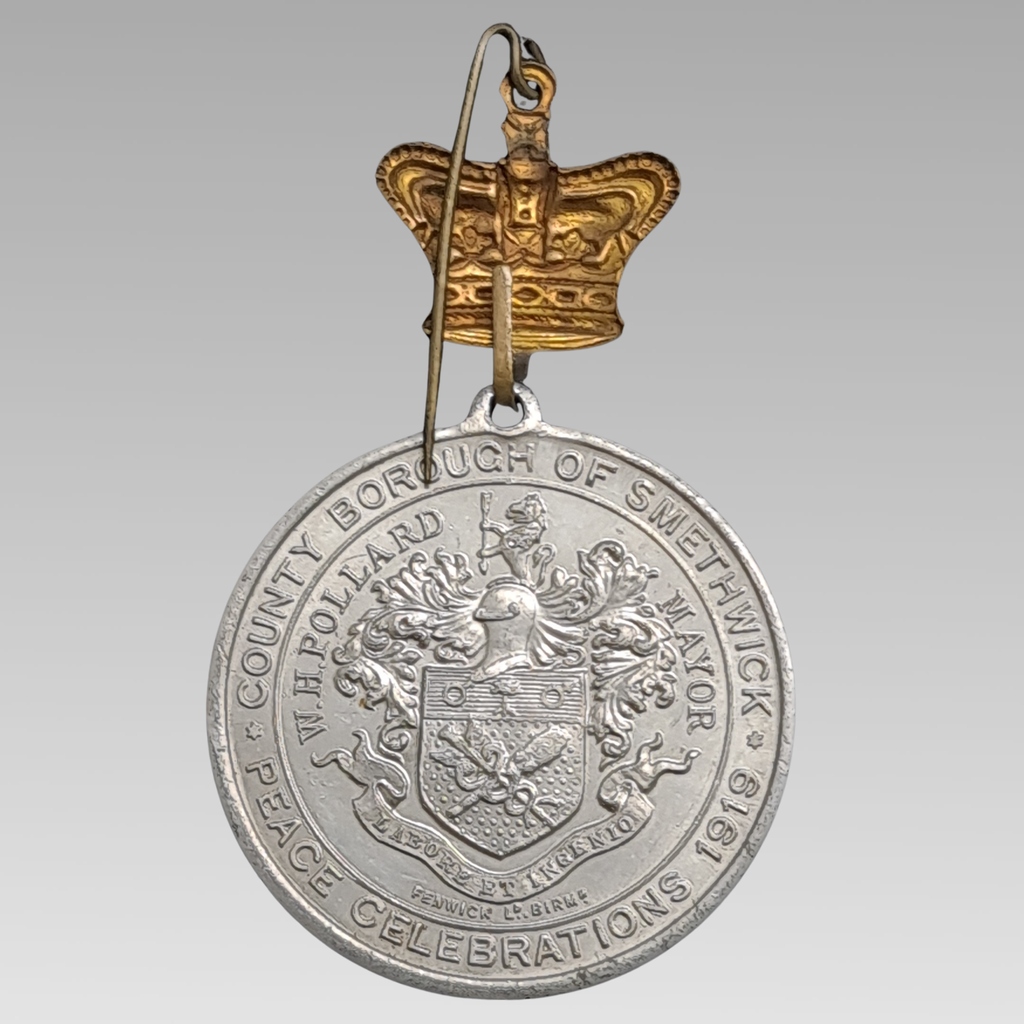 Reverse of County Borough of Smethwick peace celebrations medal 1919