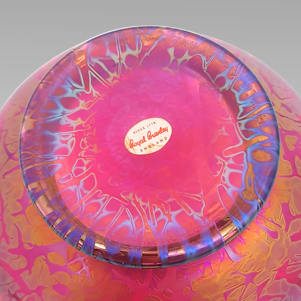 Royal Brierley Iridescent Glass Fruit Bowl Pink Art Glass