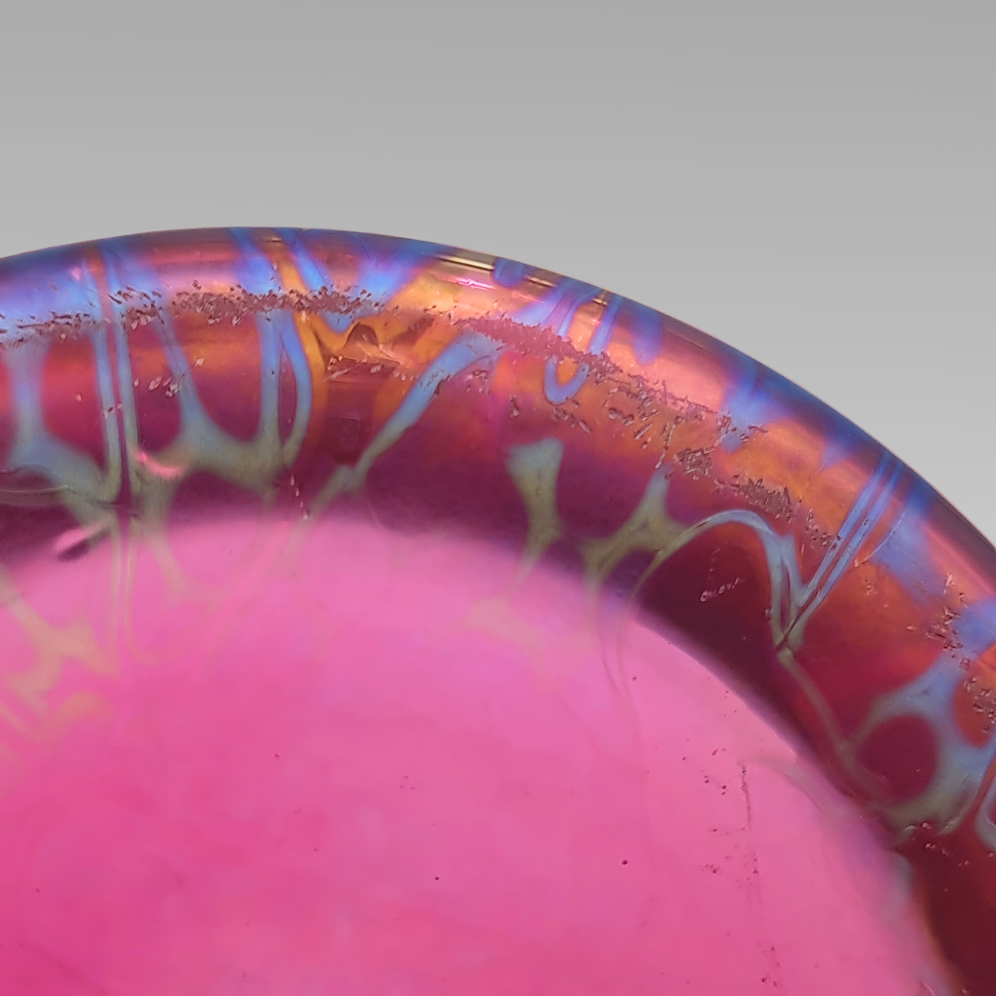 Royal Brierley Iridescent Glass Fruit Bowl Pink Art Glass