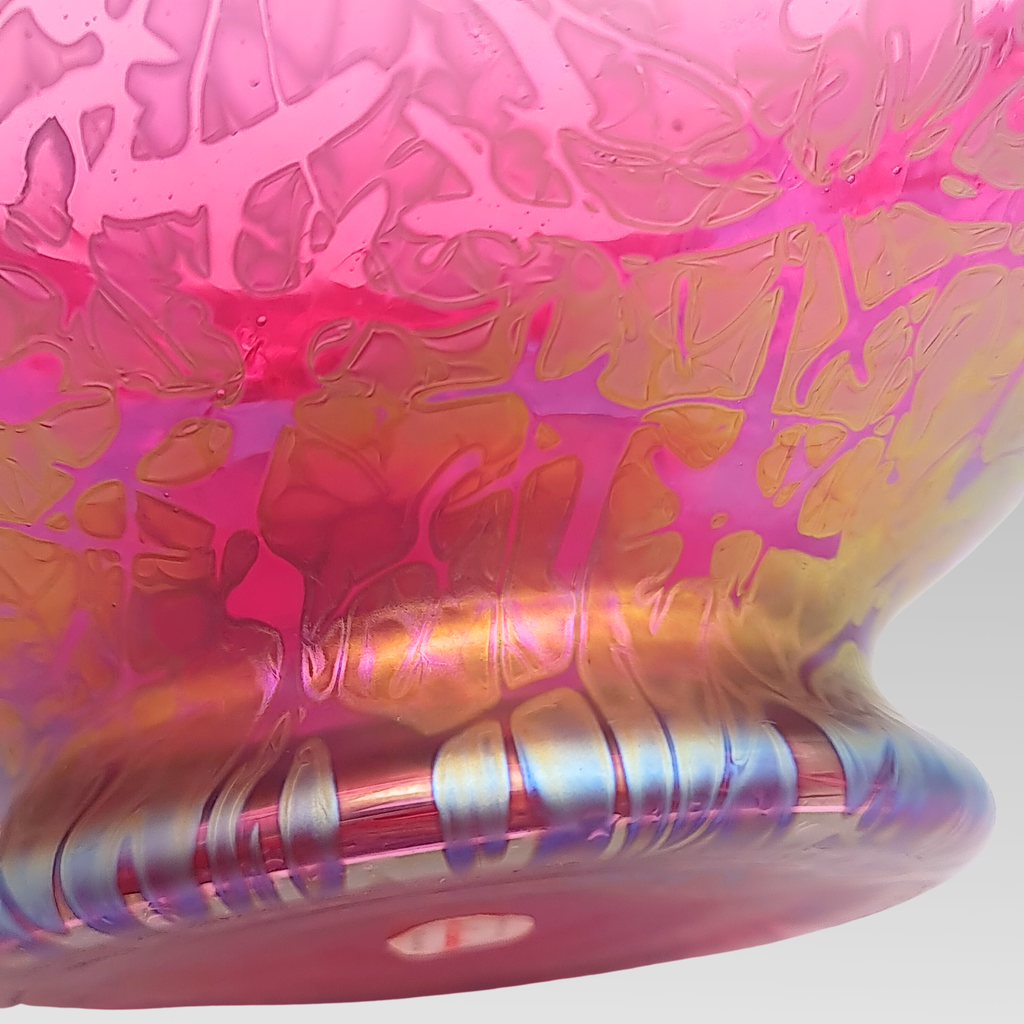 Royal Brierley Iridescent Glass Fruit Bowl Pink Art Glass