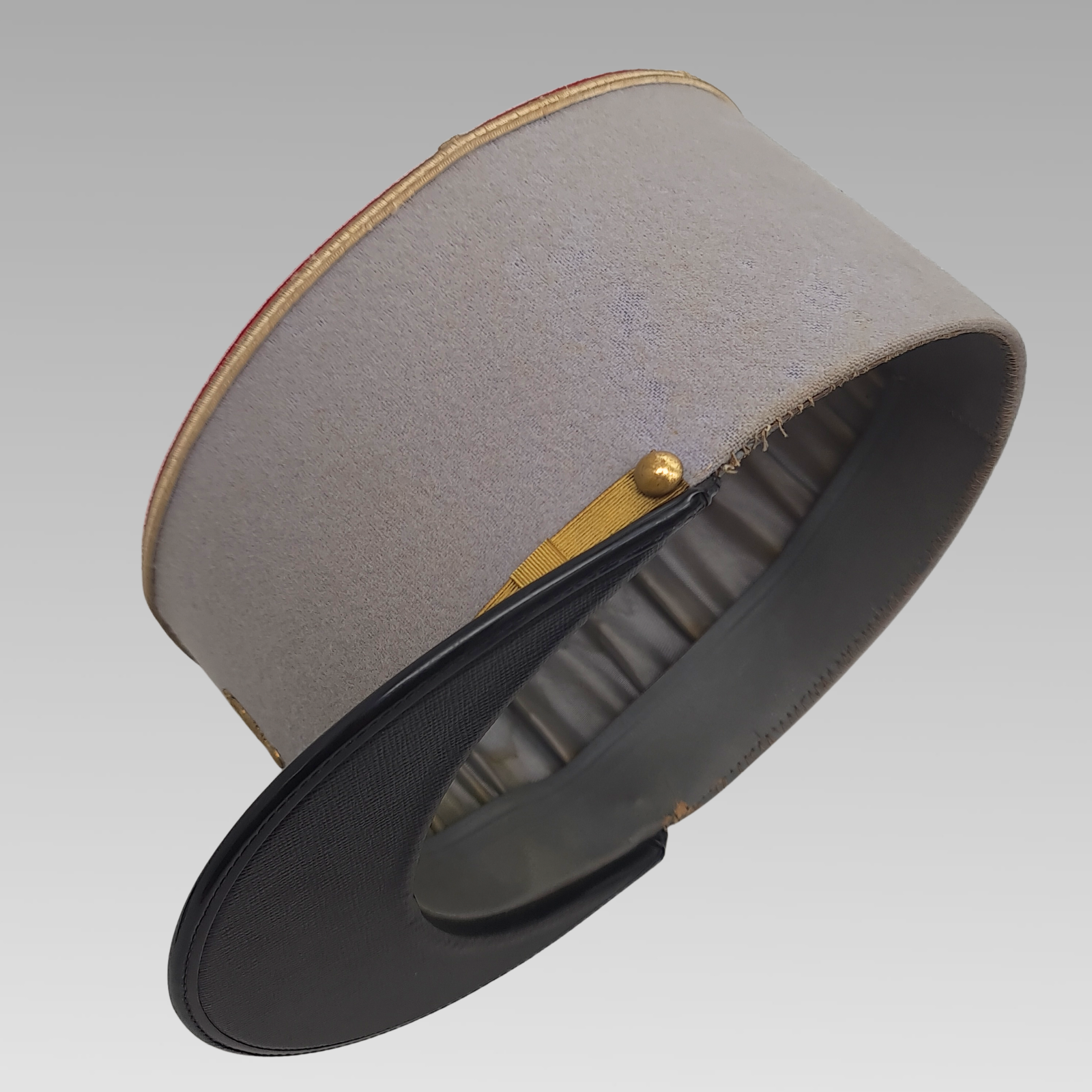 Post-War Vintage French Military Kepi Hat Grey Red Cap