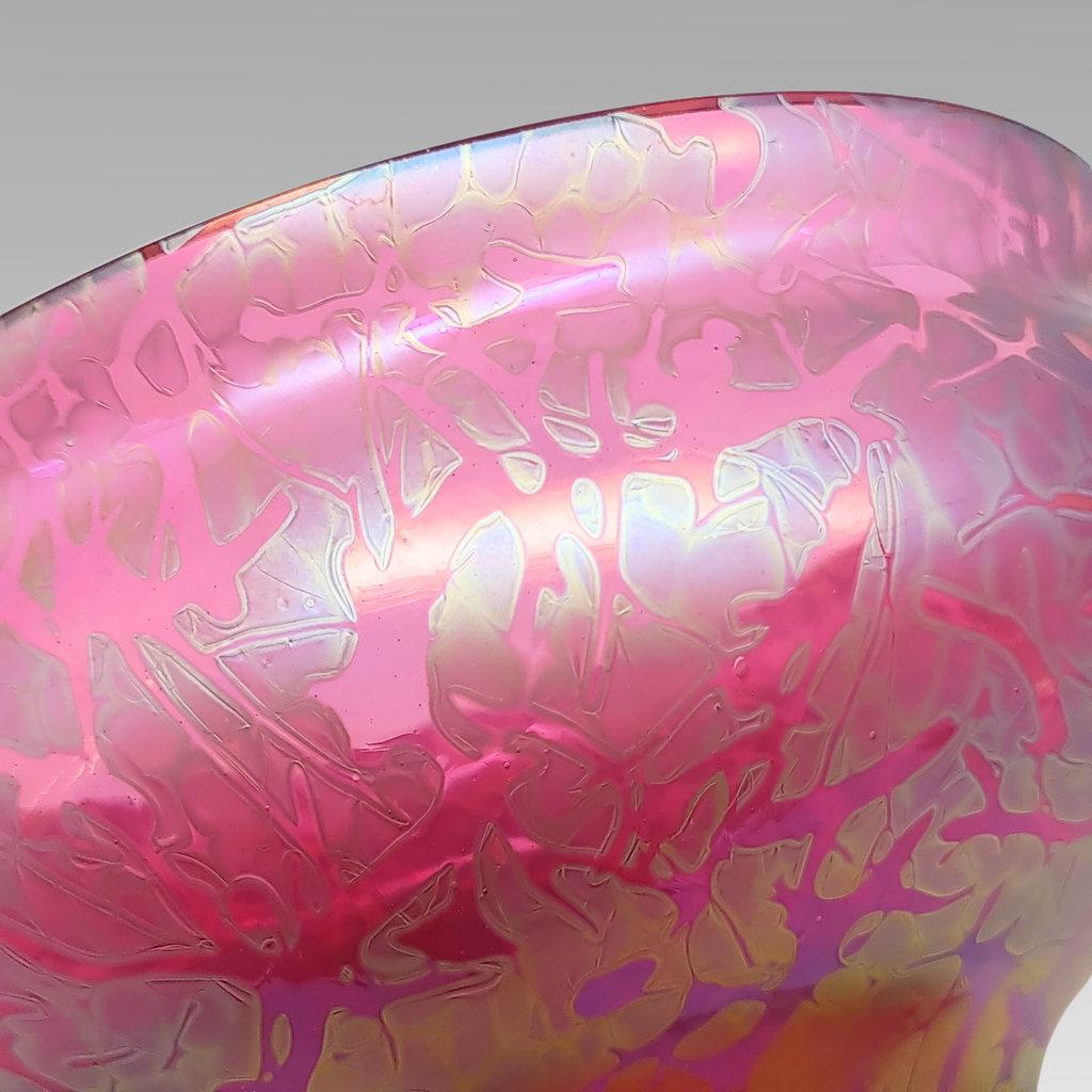 Royal Brierley Iridescent Glass Fruit Bowl Pink Art Glass