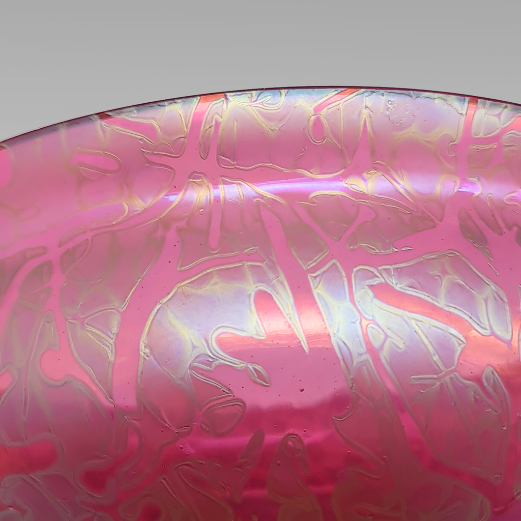 Royal Brierley Iridescent Glass Fruit Bowl Pink Art Glass