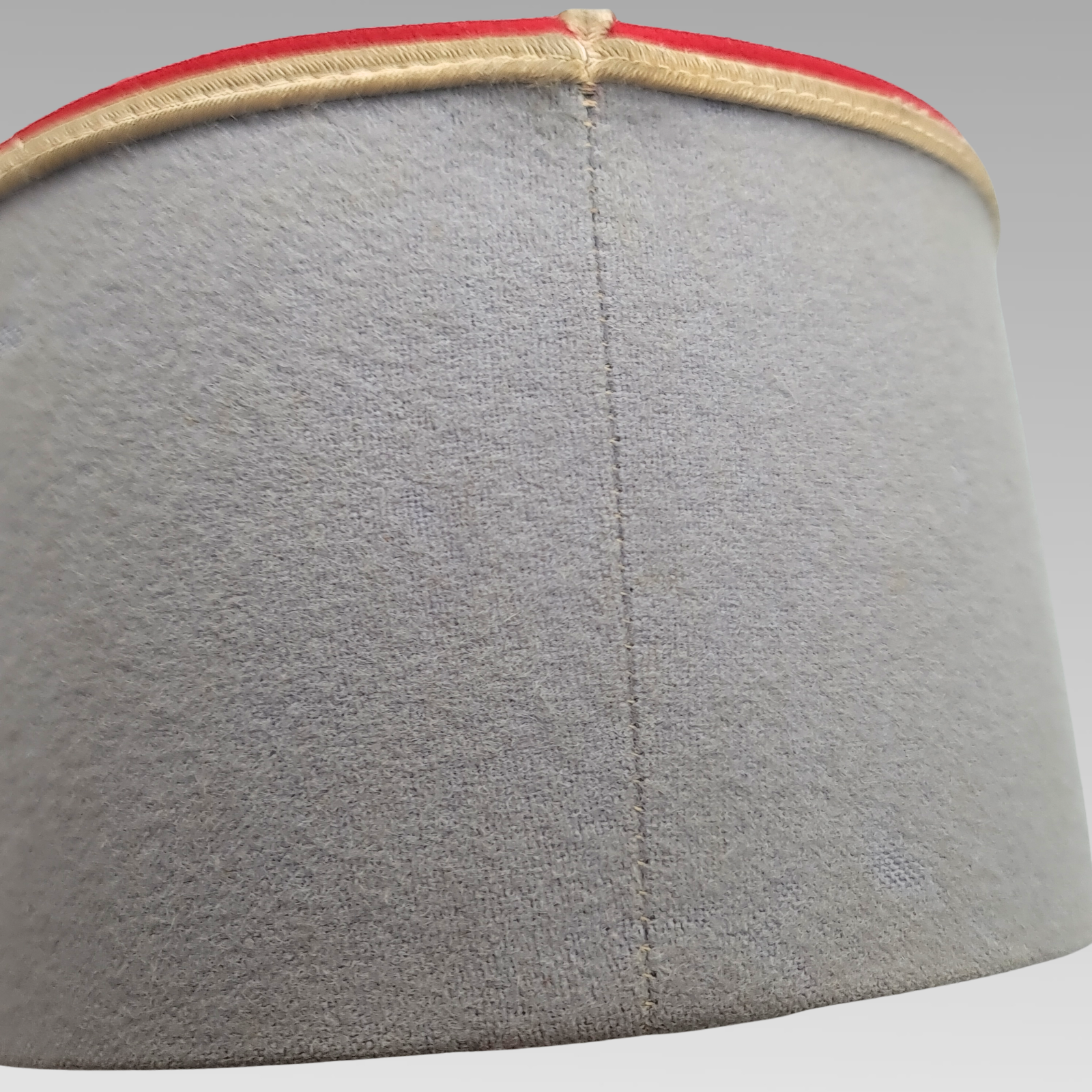 Post-War Vintage French Military Kepi Hat Grey Red Cap