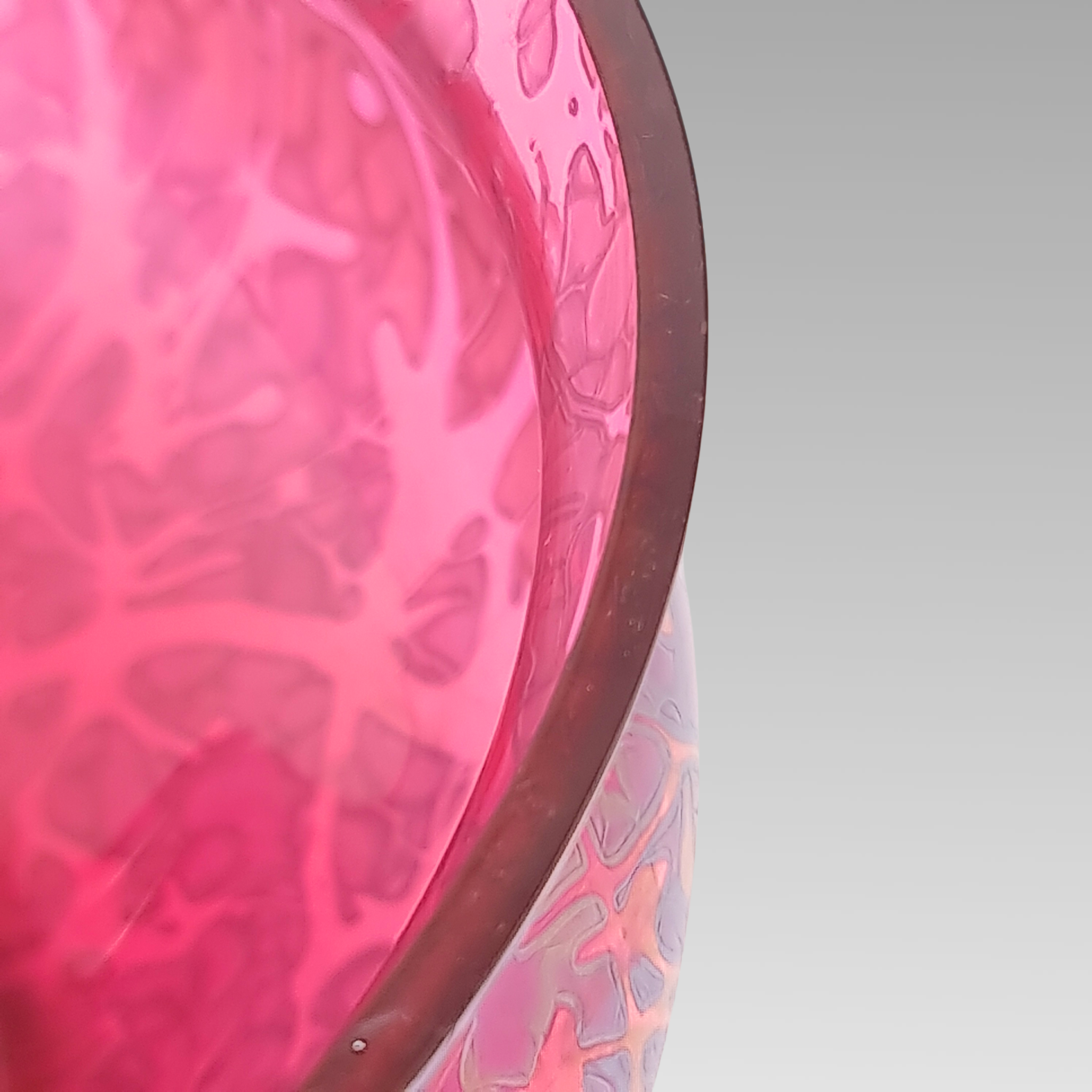 Royal Brierley Iridescent Glass Fruit Bowl Pink Art Glass