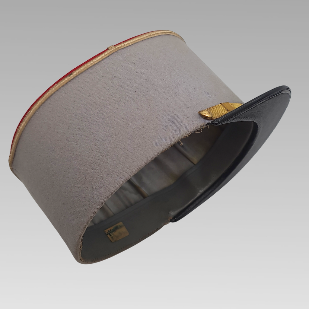 Post-War Vintage French Military Kepi Hat Grey Red Cap