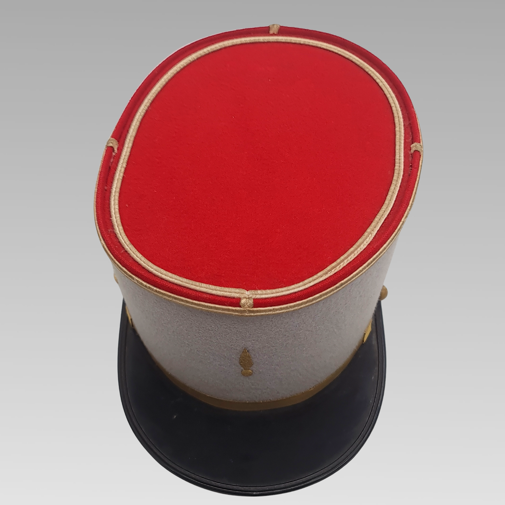 Post-War Vintage French Military Kepi Hat Grey Red Cap