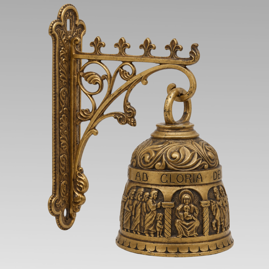 Antique Italian Brass Wall Mounted Coffee House Bell c.1910