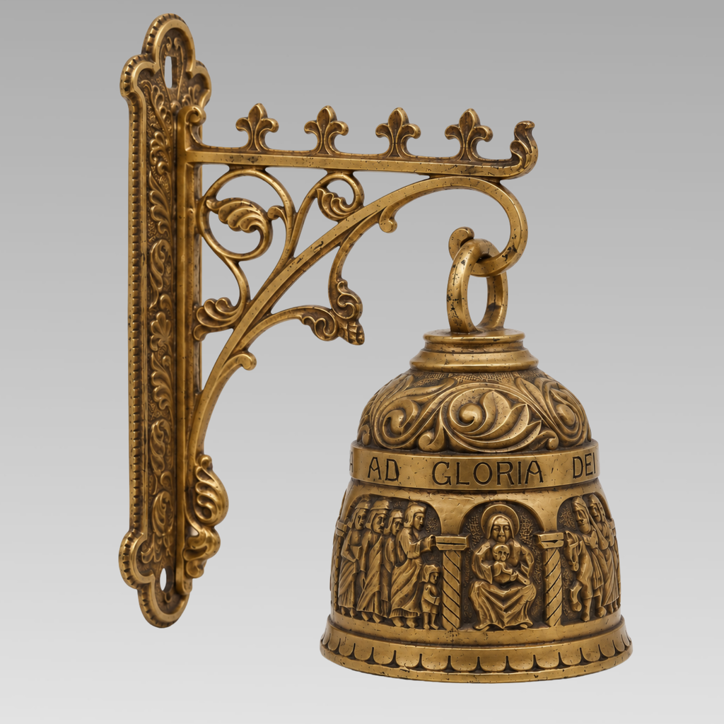 Antique Italian Brass Wall Mounted Coffee House Bell c.1910