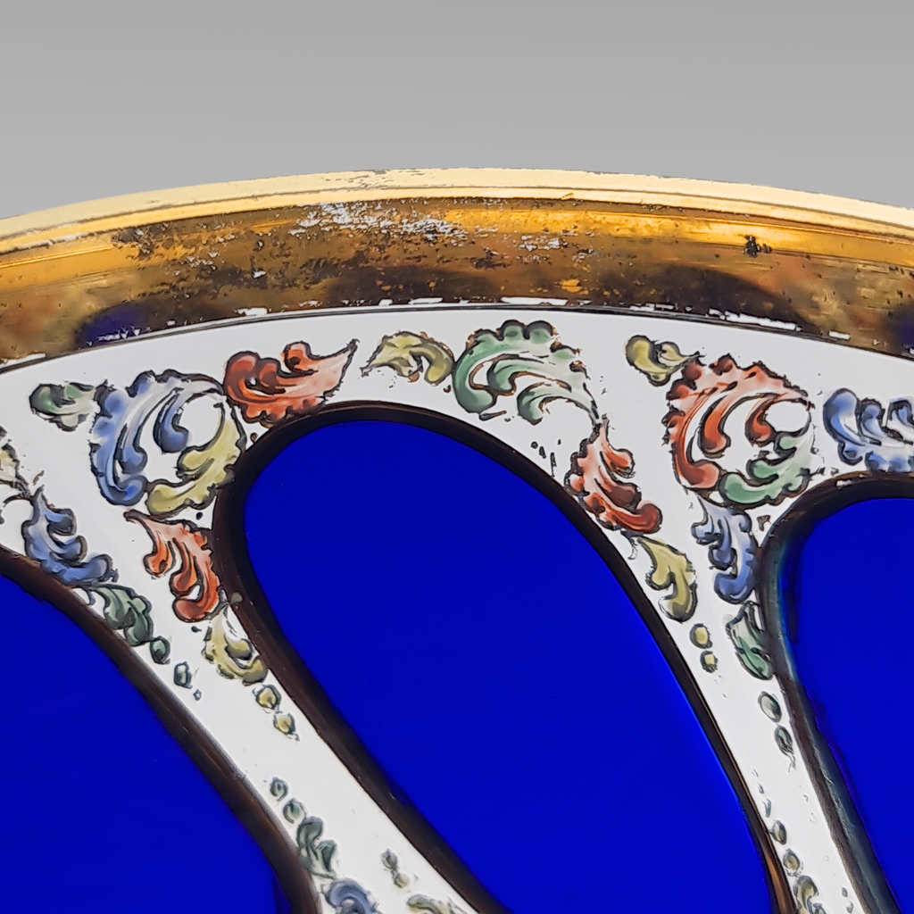 Antique Moser Tri-Colour Enamelled Glass Goblet c1890 Bohemian
