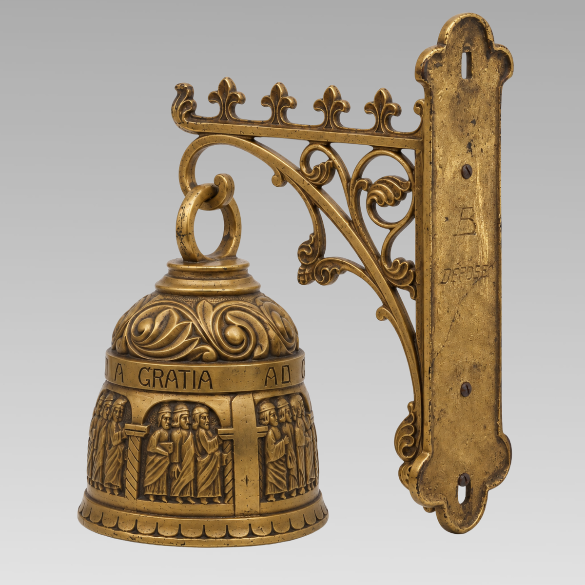Antique Italian Brass Wall Mounted Coffee House Bell c.1910