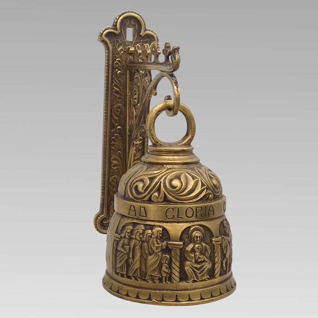 Antique Italian Brass Wall Mounted Coffee House Bell c.1910