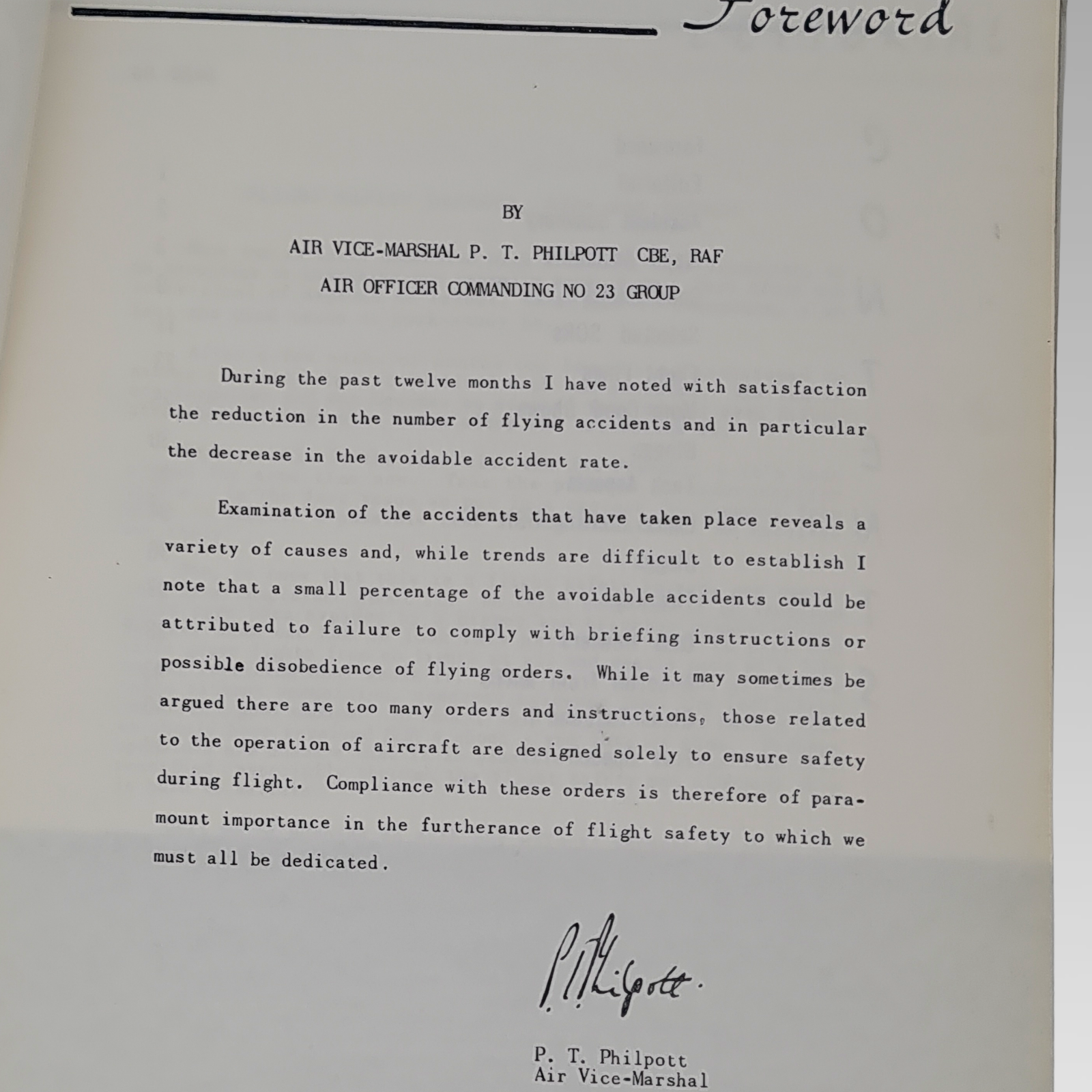 Foreword by Air Vice-Marshal P. T. Philpott.