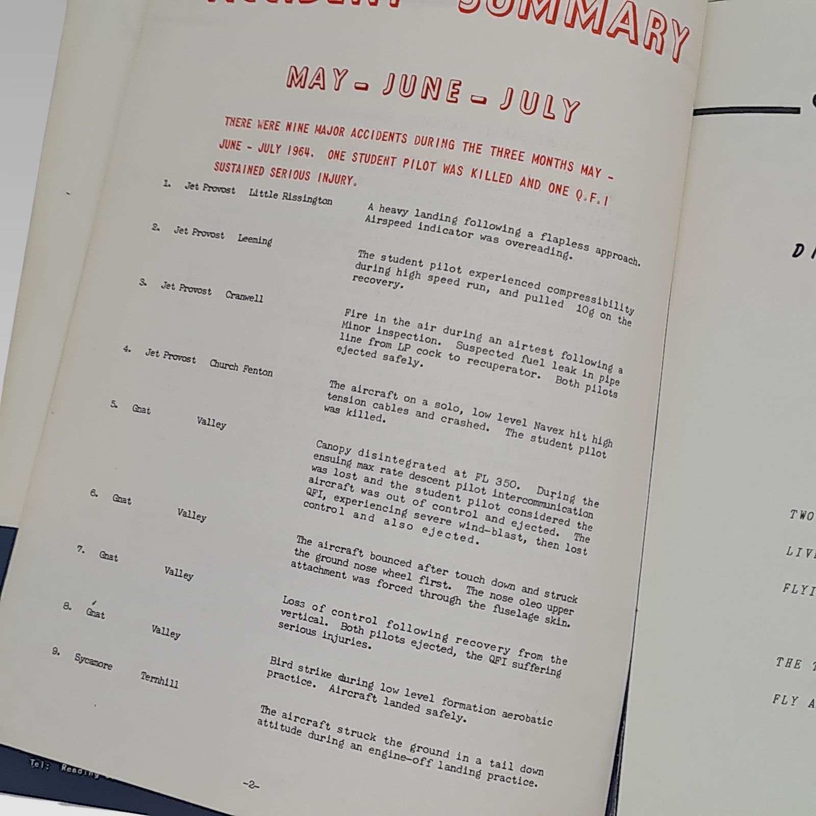 RAF Flying Training Command Flight Safety No.27 September 1964 Magazine