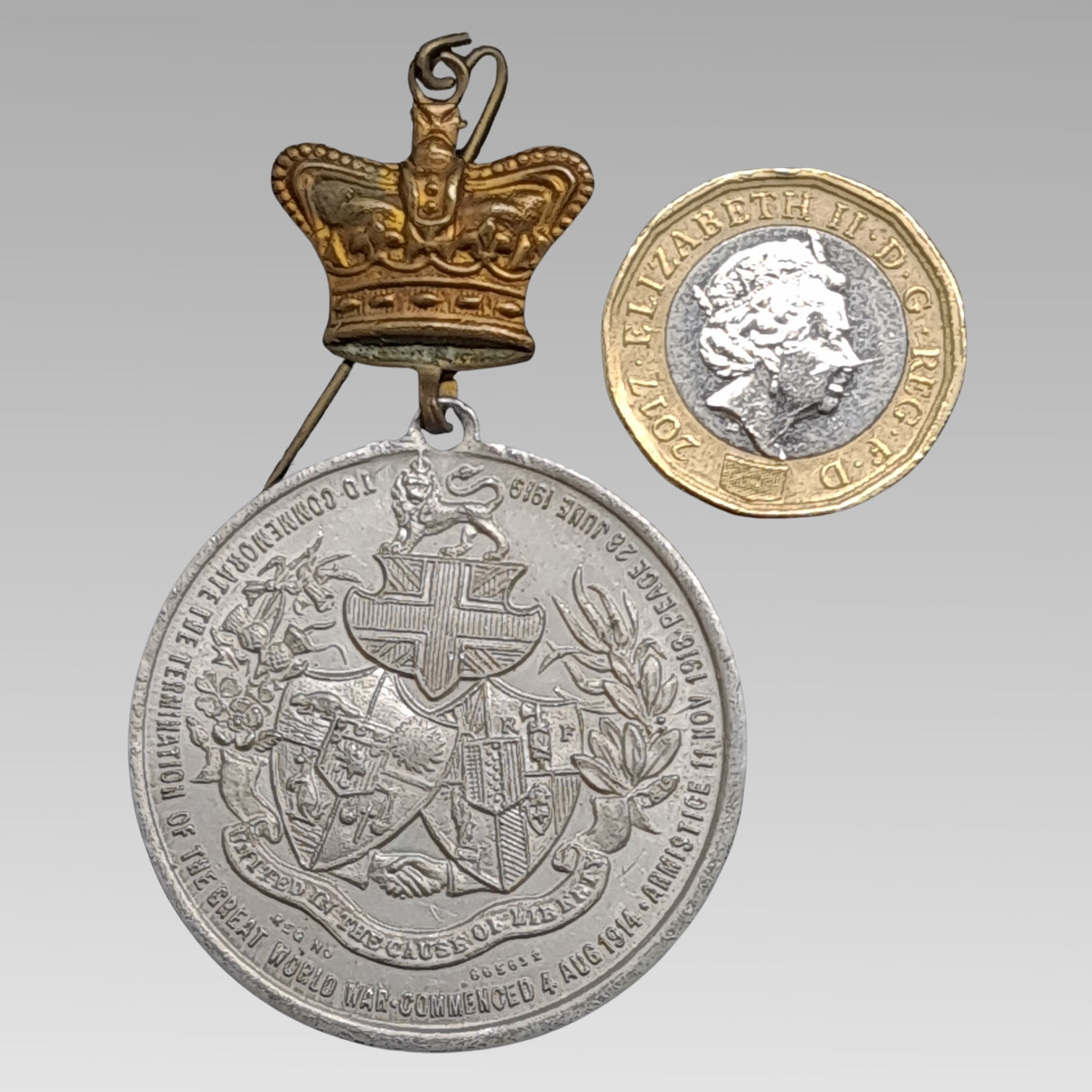 Smethwick 1919 Peace Medal WWI Fenwick Birmingham Crown