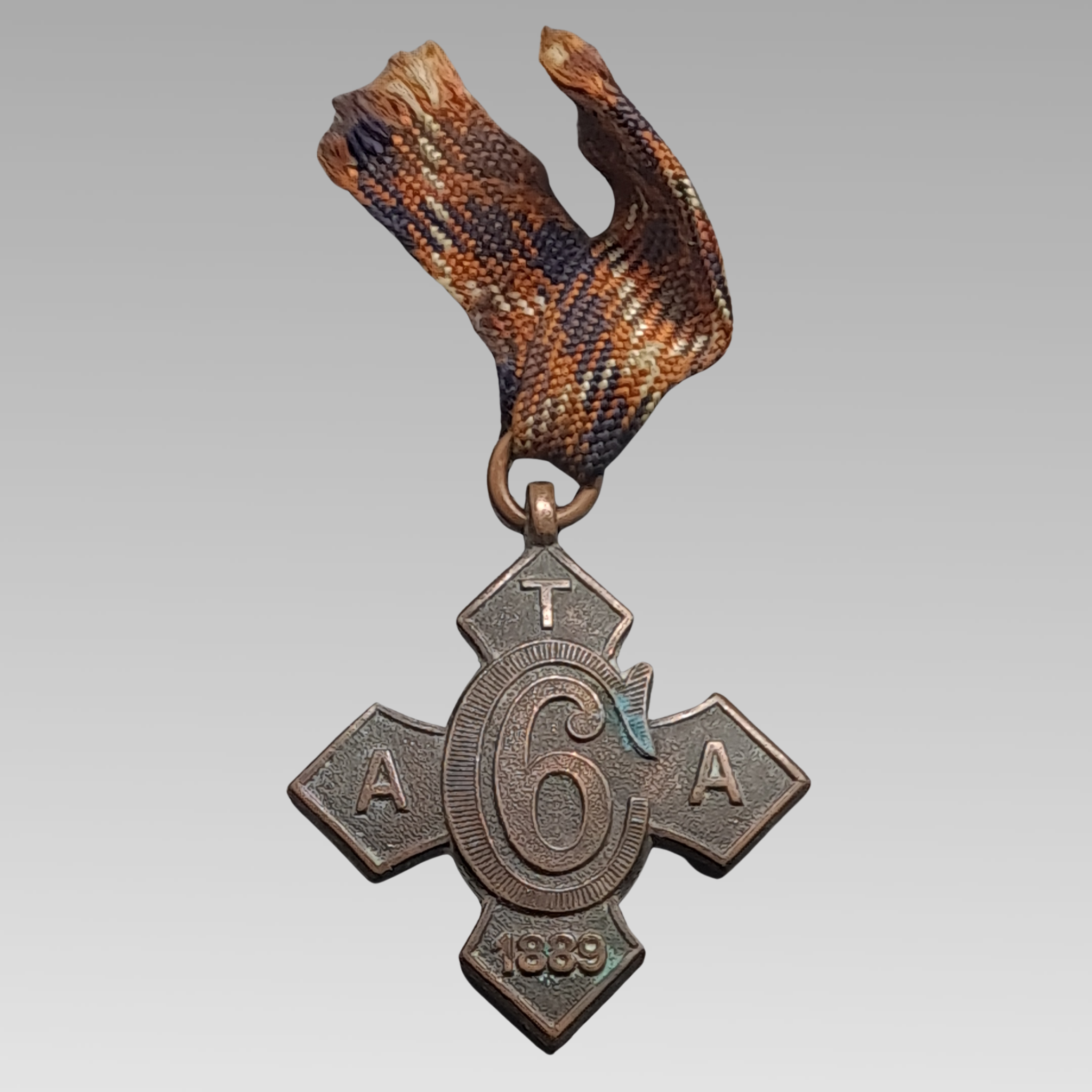 1889 Army Temperance Association bronze cross medal with ribbon
