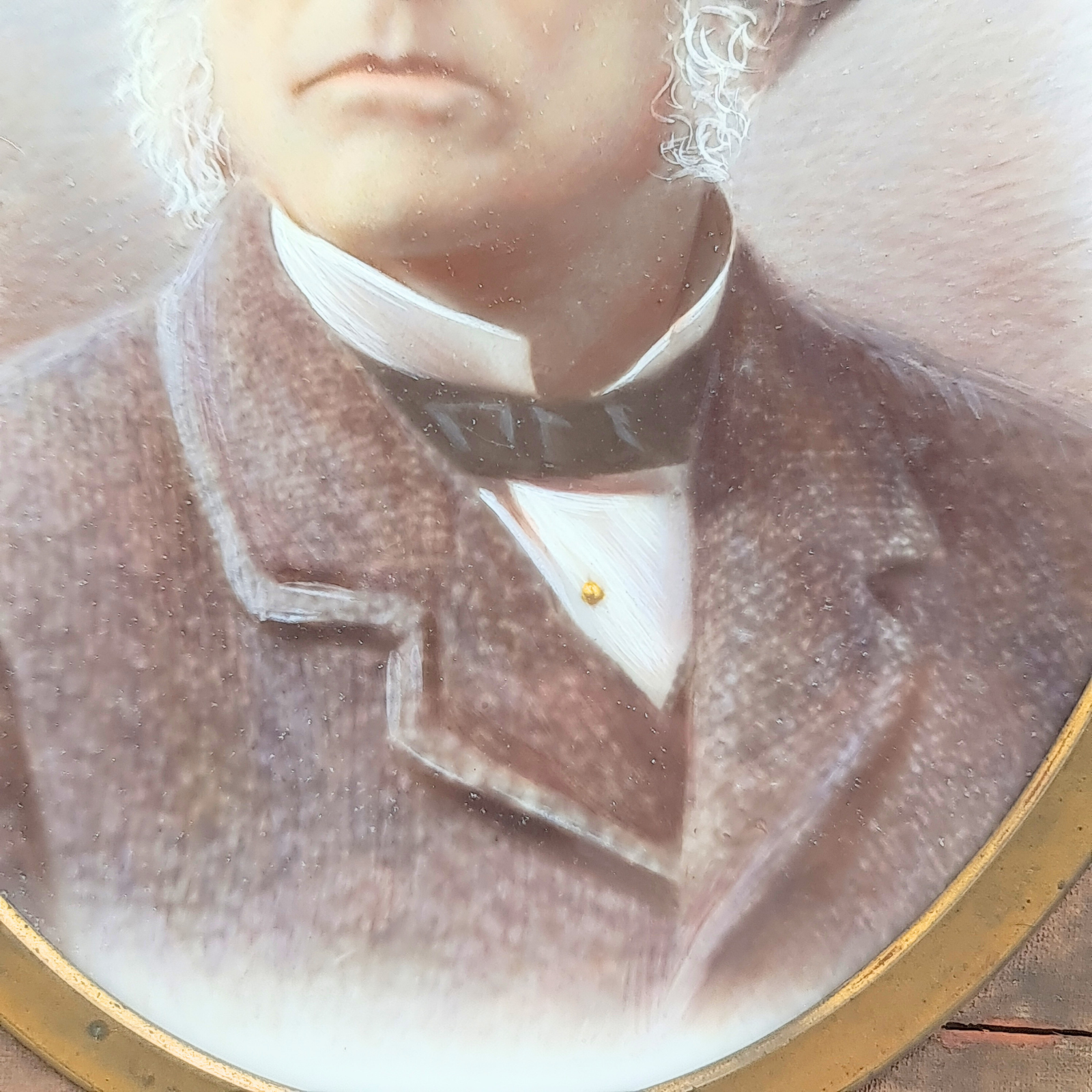 Antique Victorian Samuel Morley Hand Painted Milk Glass Portrait