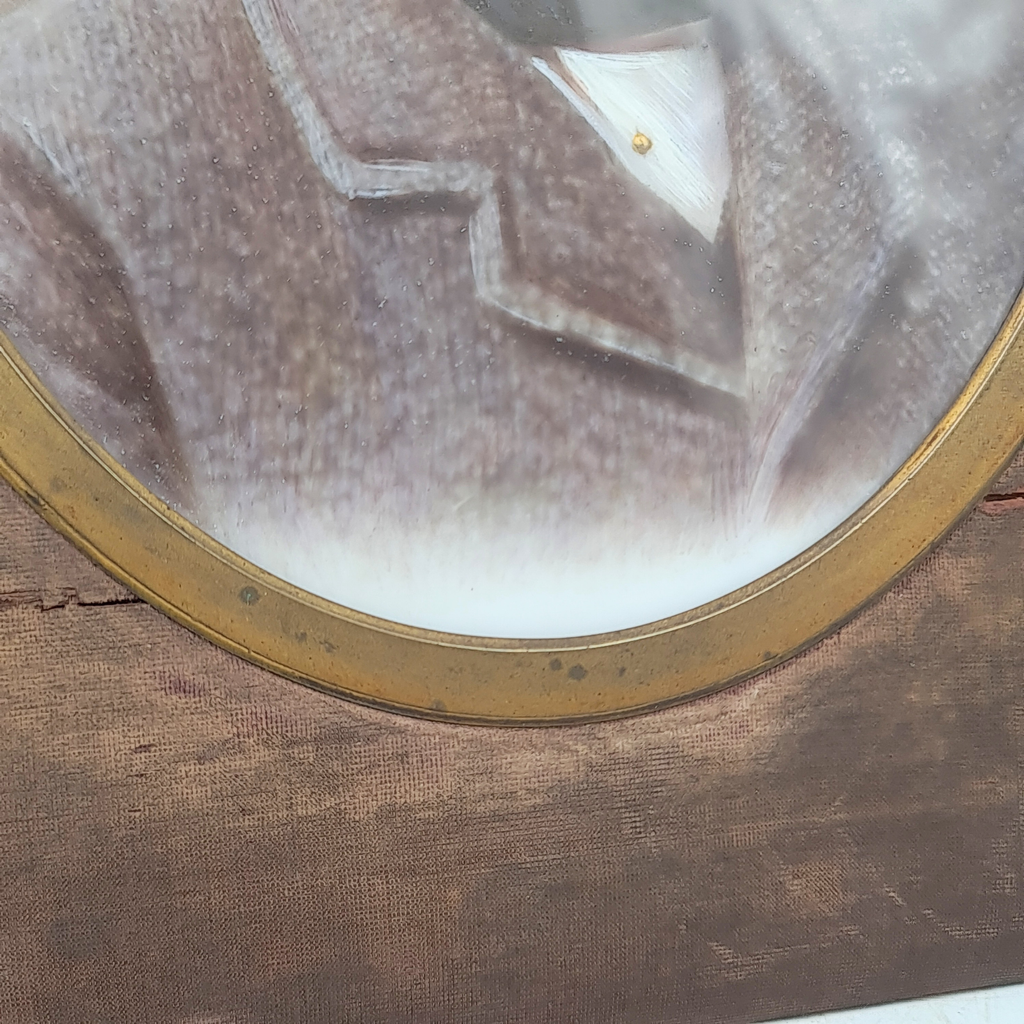 Antique Victorian Samuel Morley Hand Painted Milk Glass Portrait