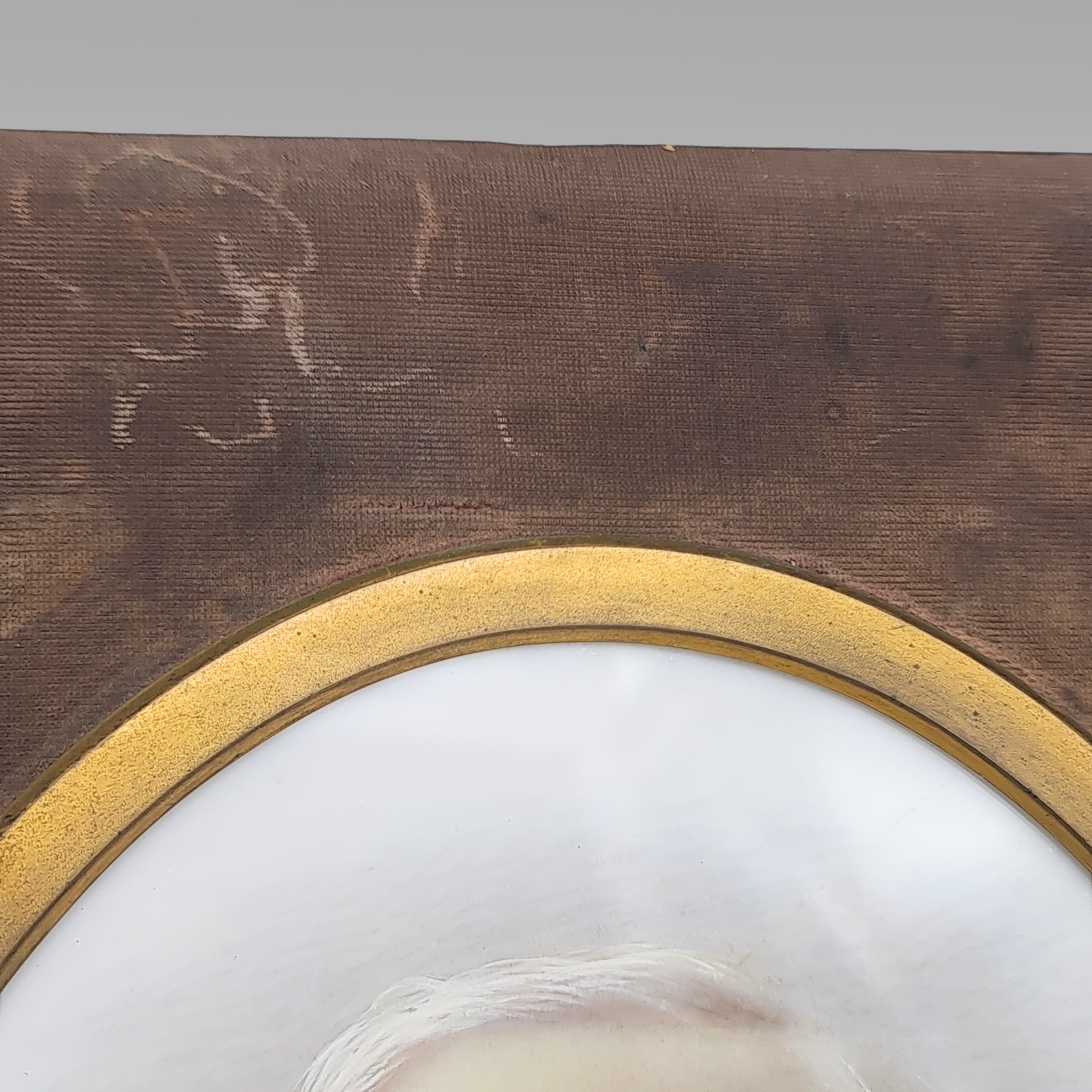 Antique Victorian Samuel Morley Hand Painted Milk Glass Portrait