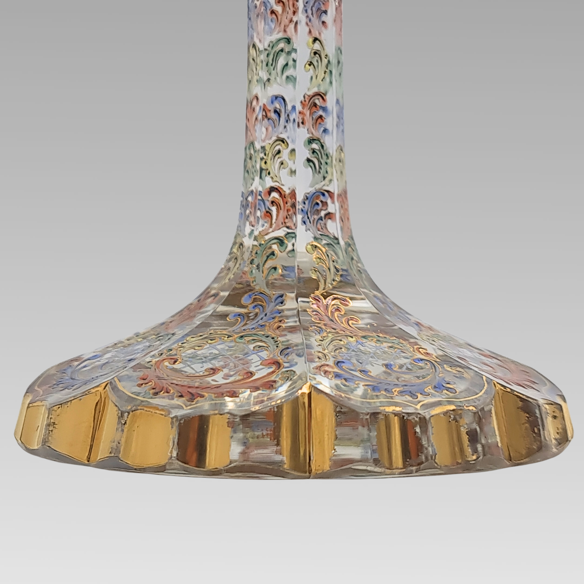 Antique Moser Tri-Colour Enamelled Glass Goblet c1890 Bohemian