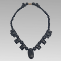 Genuine Victorian Whitby jet mourning necklace with graduated beads and central drop