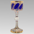Antique Moser Tri-Colour Enamelled Glass Goblet c1890 Bohemian