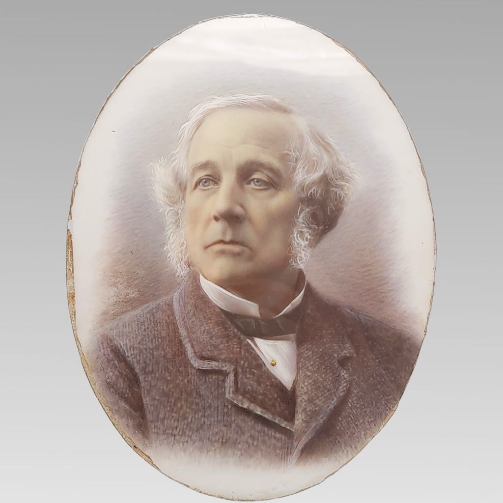 Antique Victorian Samuel Morley Hand Painted Milk Glass Portrait