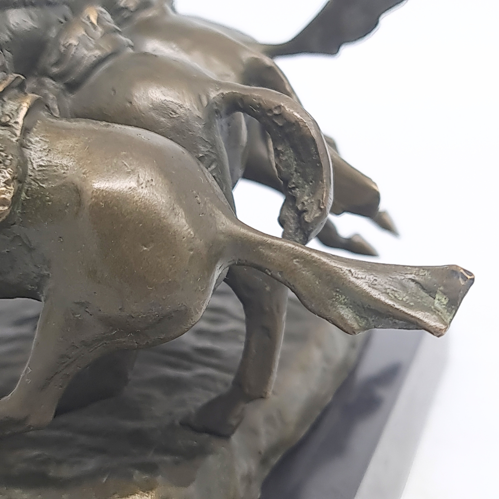 Vintage “Coming Through the Rye” After Frederic Remington Bronze Sculpture c1960