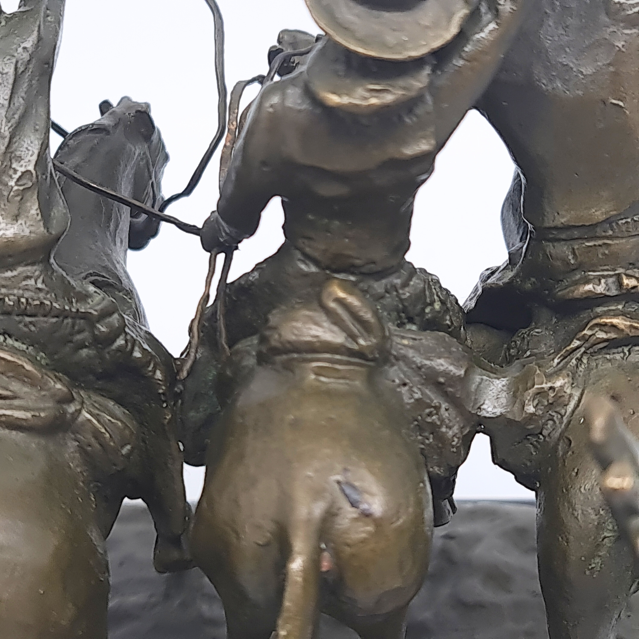 Vintage “Coming Through the Rye” After Frederic Remington Bronze Sculpture c1960