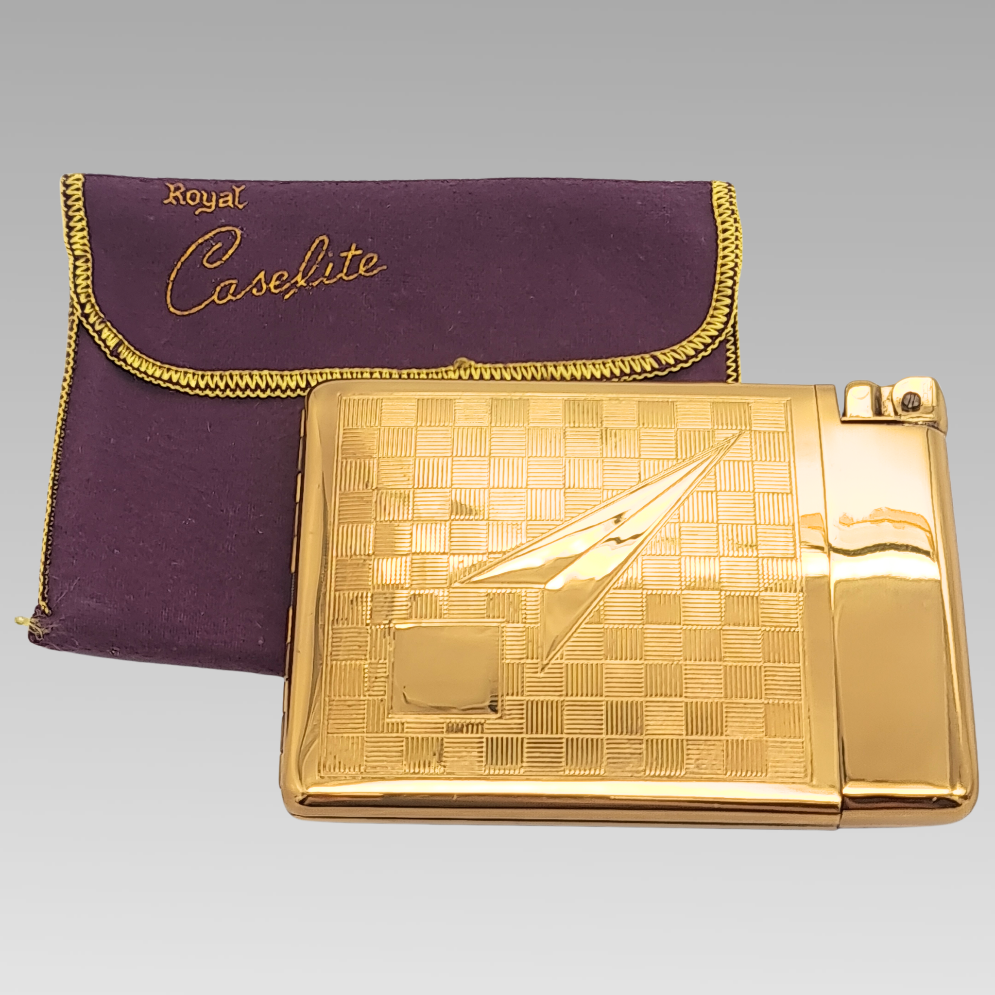 Vintage Royal Caselite Cigarette Case & Lighter Set c1950