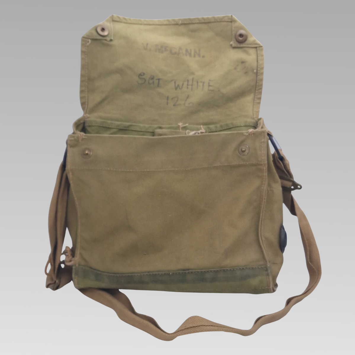 WWII Commonwealth Gas Mask Respirator Transit Bag Canvas Named