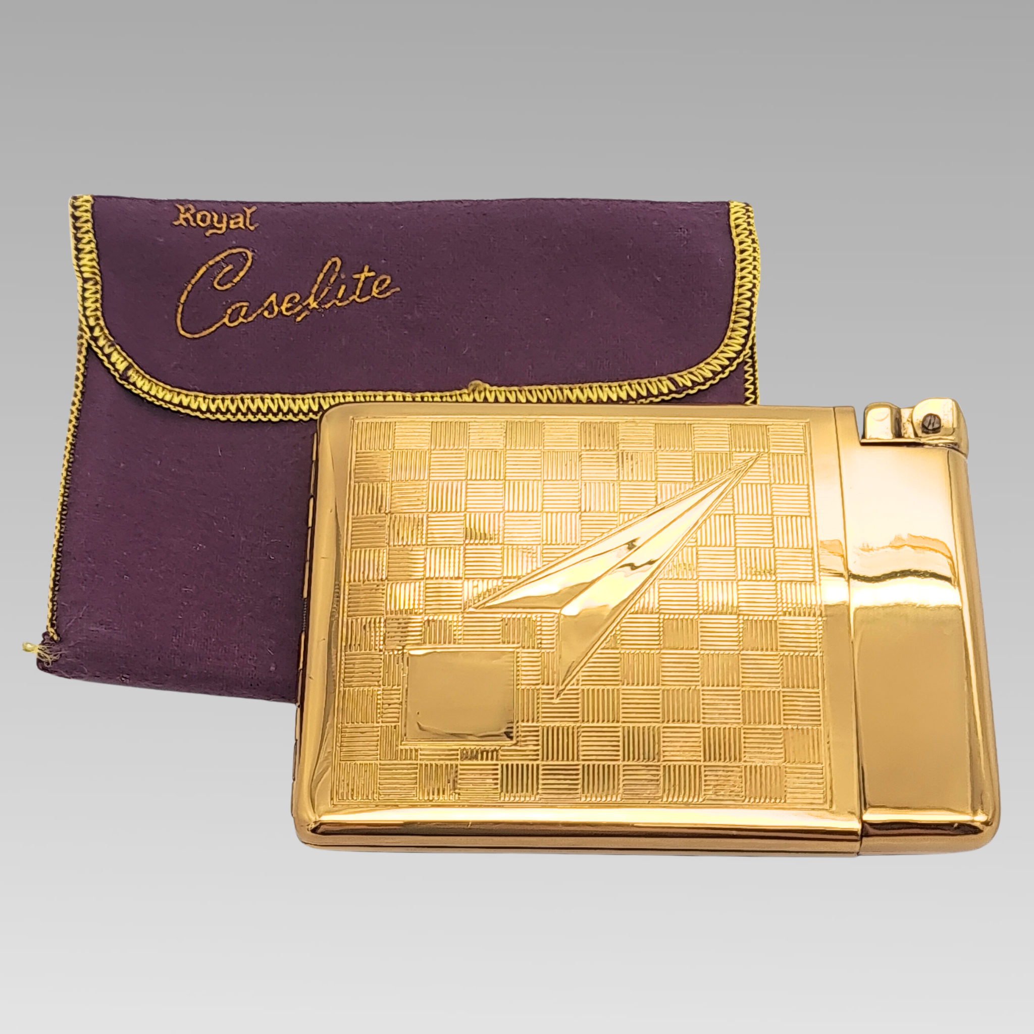 Vintage Royal Caselite Cigarette Case & Lighter Set c1950